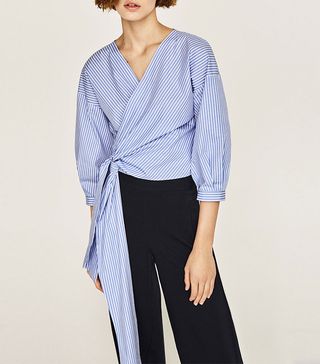 Zara + Striped Crossover Shirt