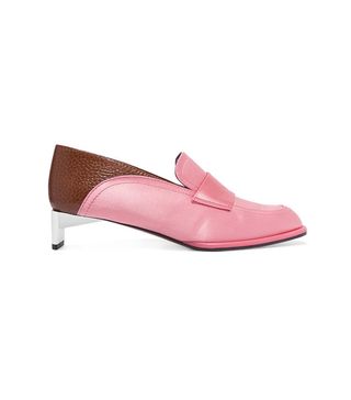 Loewe + Satin and Textured-Leather Loafers