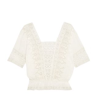 Loveshackfancy + Jane Crochet-Trimmed Cotton Top