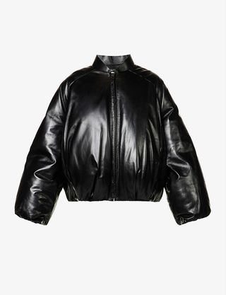 Loewe + Stand-Collar Relaxed-Fit Leather Bomber Jacket