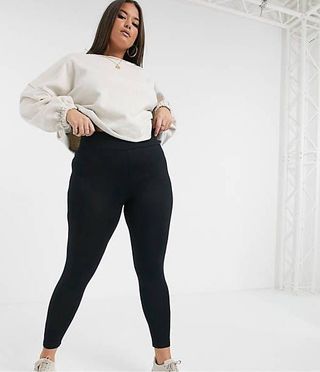 ASOS + Leggings With Wide Waistband in Black