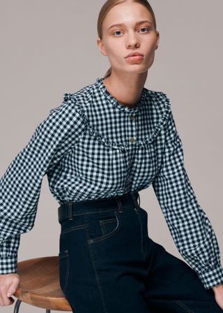 Whistles + Gingham Frill Detail Top