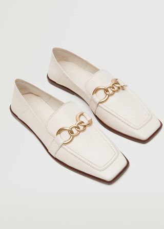 Mango + Leather Loafers With Chain