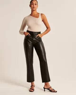 Abercrombie & Fitch + Curve Love Vegan Leather Ankle Straight Pants