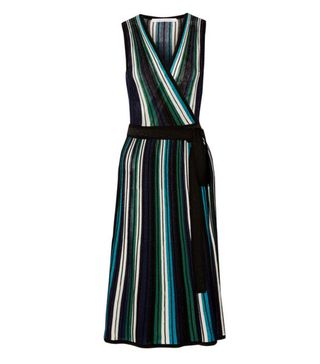 Diane von Furstenberg + Cadenza Metallic Stretch-Knit Wrap Dress