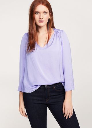Violeta by Mango + Ruched Satin Blouse