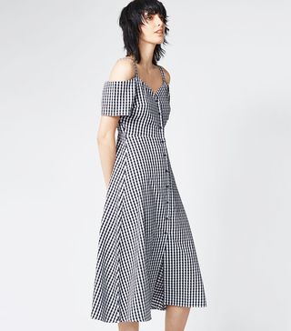 Warehouse + Gingham Button-Front Dress