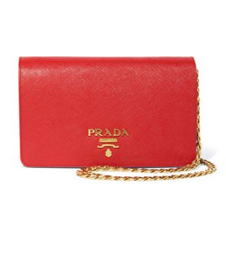 Prada + Textured-Leather Shoulder Bag