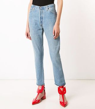 Re/Done + High-Rise Cropped 'Destruction' Jeans