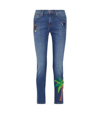 Mira Mikati + Embroidered High-rise Skinny Jeans