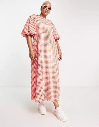 ASOS Design + Curve Open Back Puff Sleeve Maxi Dress