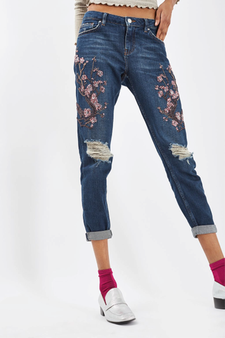 Topshop + Limited Edition Blossom Beaded Lucas Jeans