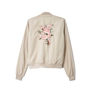 Candie's + Ruffle Front Bomber Jacket