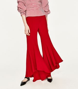 Zara + Asymmetrical Flare Trousers
