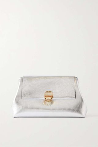 Chloé + Penelope Metallic Crinkled-Leather Clutch