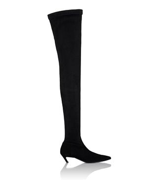 Balenciaga + Broken-Heel Suede Over-the-Knee Boots
