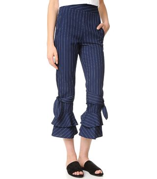 Nicholas + N/Nicholas Pinstripe Ruffle Hem Pants