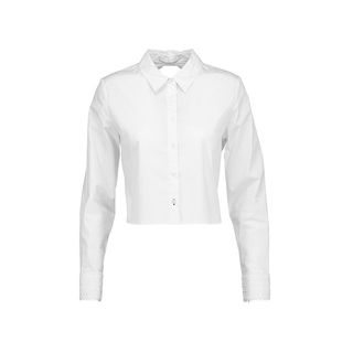 Jonathan Simkhai + Cropped Cutout Stretch Cotton-Poplin Shirt