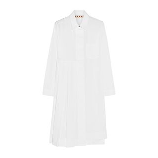 Marni + Pleated Cotton-Poplin Shirt Dress