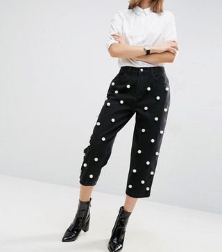ASOS White + Pearl Embellished Jeans