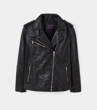 Violeta + Zip-Detail Leather Biker Jacket