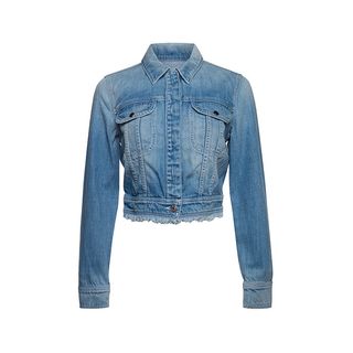 7 for All Mankind + Cropped Trucker Jacket with Raw Hem