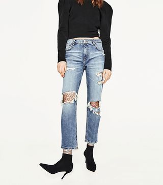 Zara + Slim Fit Mid-Rise Boyfriend Jeans