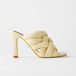 Zara + Padded Woven Leather Heeled Mules