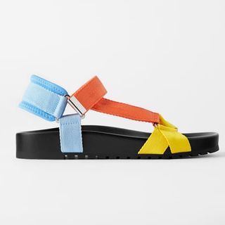 Zara + Multicolored Flat Slide Sandals