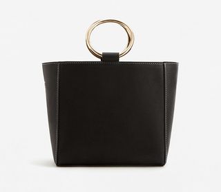 Mango + Metallic Handle Tote Bag