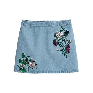 H&M + Coachella Denim Skirt with Embroidery