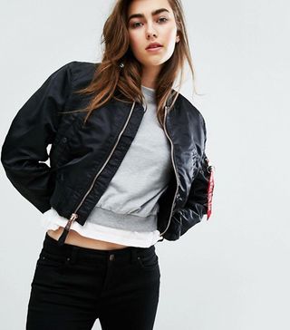 Alpha Industries + MA-1 Cropped Bomber Jacket With Rose Gold Zip