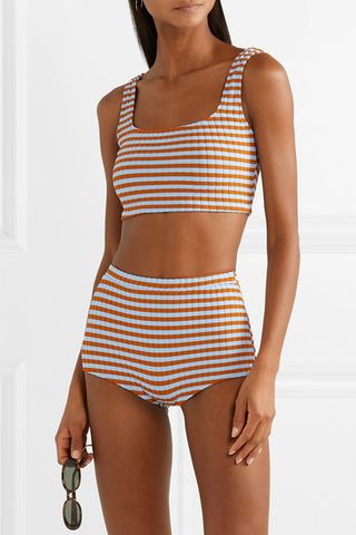 Solid & Striped + Jaime Striped Ribbed Bikini Top