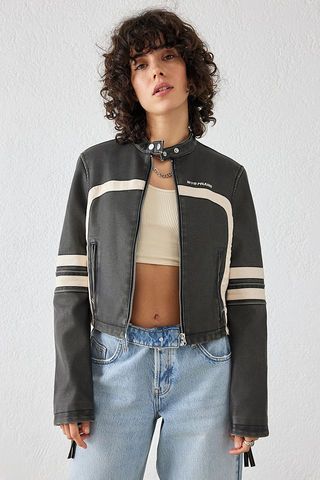 Iets Frans... + Faux Leather Cropped Motocross Jacket