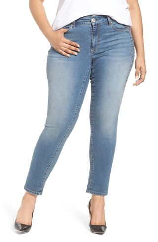 Melissa McCarthy Seven7 + Stone Detail Skinny Jeans
