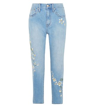 Madewell + Embroidered High-Rise Straight-Leg Jeans