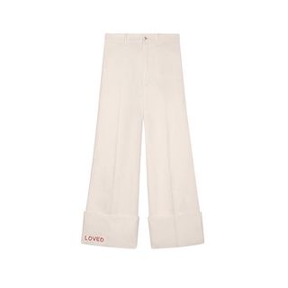Gucci + Embroidered Wide Leg Cuffed Pant