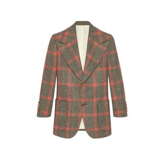 Gucci + Embroidered Check Wool Jacket