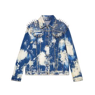 Gucci + Oversize Bleached Denim Jacket With Studs