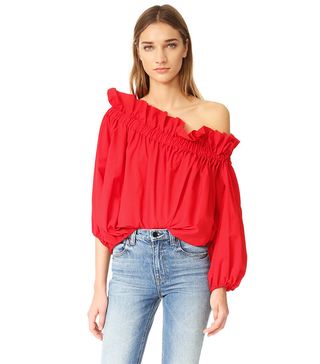 Marques Almeida + Off The Shoulder Gathered Top