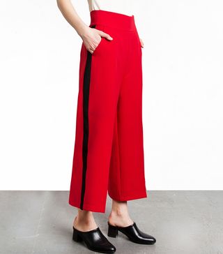 Pixie Market + Red Side Stripe Crop Pants