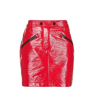 Topshop + Slick Coated Miniskirt