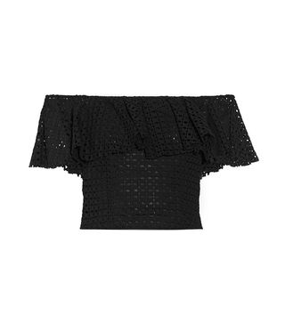 Philosophy di Lorenzo Serafini + Off-the-Shoulder Cropped Ruffled Broderie Anglaise Cotton Top