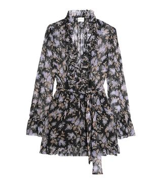 Zimmermann + Ruffled Floral-Print Silk-Georgette Playsuit