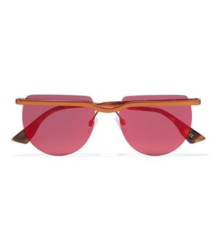 Le Specs + Mafia Moderne Round-Frame Copper-Tone Sunglasses