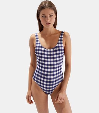 Solid & Striped + The Anne-Marie One- Piece in Navy & Cream Gingham