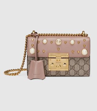 Gucci + Padlock Studded GG Supreme Shoulder Bag