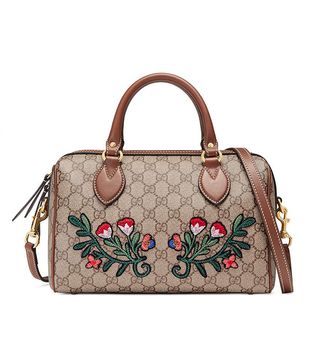 Gucci + GG Supreme Embroidered Top-Handle Small Boston Bag, Multi
