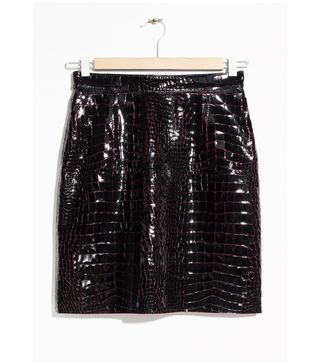 & Other Stories + Croco Leather Skirt