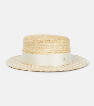Maison Michel + Kiki Embellished Straw Boater Hat